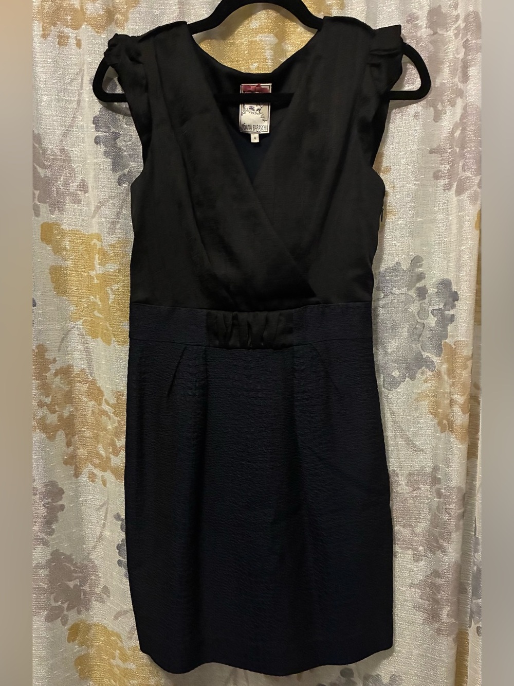 Yoana Barschi Black & Midnight Blue V-Neck Sheath Dress
